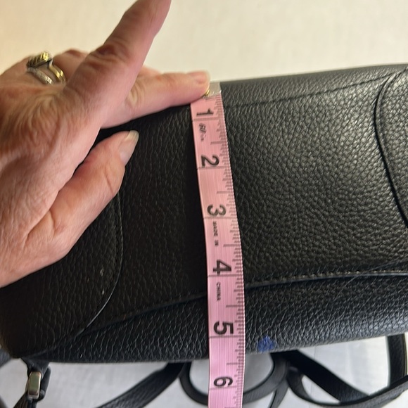 KATE SPADE LIELA MEDIUM FLAP BLACK BACKPACK DRAWSTRING LEATHER BAG - Picture 12 of 15